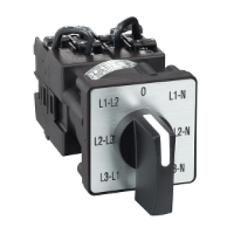 K1F027MLH - cam voltmeter switch - 3L and 3L-N - 45° - 12 A - screw mounting, Schneider Electric