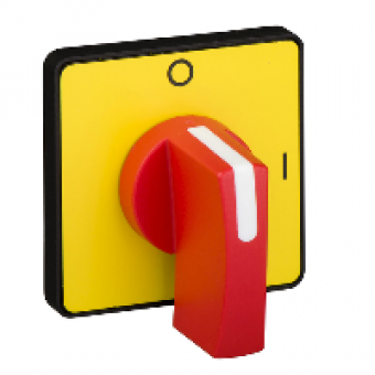 KCG3H - operating head 45 x 45 mm - yellow color - red handle - O-I, Schneider Electric KCG3H - operating head 45 x 45 mm - yellow color - red handle - O-I, Schneider Electric