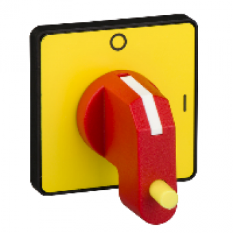 KCG3Y - operating head 45 x 45 mm - yellow color - padlockable red handle - O-I, Schneider Electric KCG3Y - operating head 45 x 45 mm - yellow color - padlockable red handle - O-I, Schneider Electric