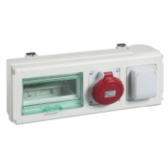 KNB32CP11D - Canalis- tap-off unit-32A - 2 Schuko household power sockets - 8 modules of 18mm, Schneider Electric