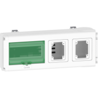 KNB32CP11F - Canalis - tap-off unit - 32A - 2 NF household power sockets - 8 modules of 18mm, Schneider Electric