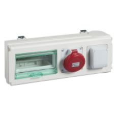 KNB32CP15D - Canalis-tap-off unit-32A-1DIN household-1IEC industrial socket-8 modules of 18mm, Schneider Electric KNB32CP15D - Canalis-tap-off unit-32A-1DIN household-1IEC industrial socket-8 modules of 18mm, Schneider Electric