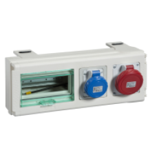 KSB32CP15D - Canalis-tap-off unit-32A-1 Schuko household-1 industrial socket-8modules of 18mm, Schneider Electric