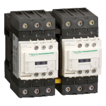 LC2D50AB7 - TeSys D reversing contactor - 3P(3 NO) - AC-3 - <= 440 V 50 A - 24 V AC coil, Schneider Electric