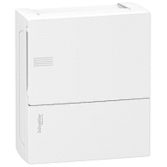 MIP11108 - mini Pragma surface enclosure - 1 x 8 modules - plain door, Schneider Electric