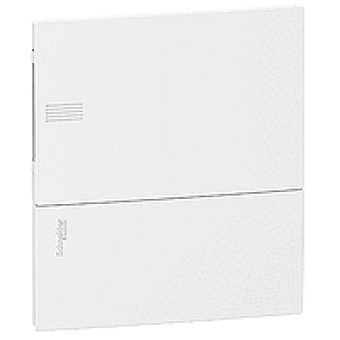 MIP21108 - mini Pragma recessed enclosure - 1 x 8 modules - plain door, Schneider Electric