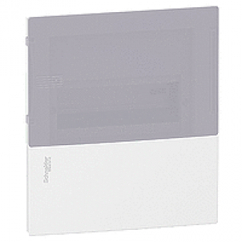 MIP21108T - mini Pragma recessed enclosure - 1 x 8 modules - translucid door, Schneider Electric