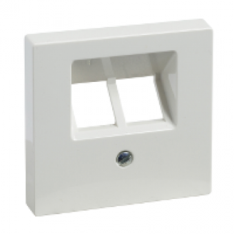 MTN296119 - Central plate for RJ45 insert 2-gang polar white glossy System M, Schneider Electric