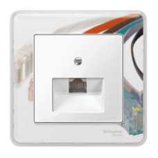 MTN296219 - Central plate for RJ45 insert 1-gang polar white glossy System M, Schneider Electric