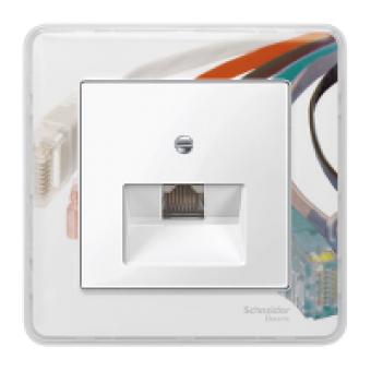 MTN296219 - Central plate for RJ45 insert 1-gang polar white glossy System M, Schneider Electric