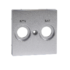 MTN299260 - Central plate marked R/TV+SAT for antenna socket-outlet aluminium System M, Schneider Electric