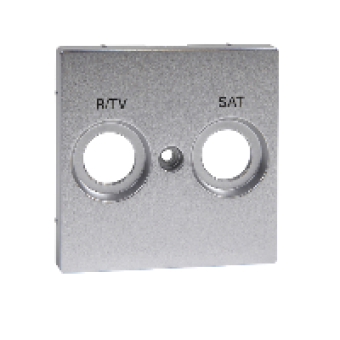 MTN299260 - Central plate marked R/TV+SAT for antenna socket-outlet aluminium System M, Schneider Electric