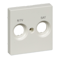 MTN299819 - Cen.pl. marked R/TV+SAT f. antenna sock.-out. polar white glossy System M, Schneider Electric