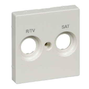 MTN299819 - Cen.pl. marked R/TV+SAT f. antenna sock.-out. polar white glossy System M, Schneider Electric