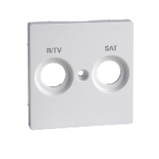 MTN299825 - Cen.pl. marked R/TV+SAT f. antenna sock.-out. active white glossy System M, Schneider Electric