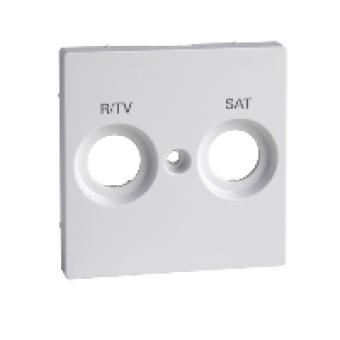 MTN299825 - Cen.pl. marked R/TV+SAT f. antenna sock.-out. active white glossy System M, Schneider Electric