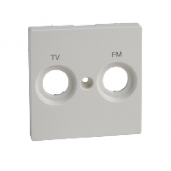 MTN299919 - Central plate marked FM+TV for antenna sock.-out. polar white glossy System M, Schneider Electric