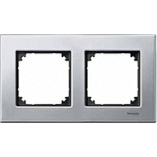 MTN403260 - Metal frame 2-gang Platinium silver M-Elegance, Schneider Electric