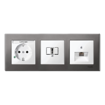MTN403314 - Metal frame 3-gang Rhodium grey M-Elegance, Schneider Electric