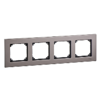 MTN403414 - Metal frame 4-gang Rhodium grey M-Elegance, Schneider Electric