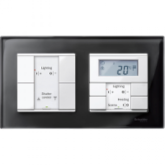 MTN404203 - Real glass frame 2-gang Onyx black M-Elegance, Schneider Electric