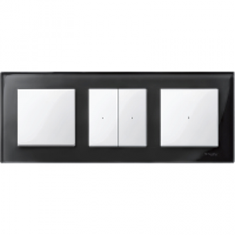 MTN404303 - Real glass frame 3-gang Onyx black M-Elegance, Schneider Electric