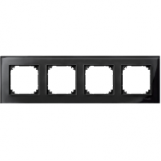 MTN404403 - Real glass frame 4-gang Onyx black M-Elegance, Schneider Electric