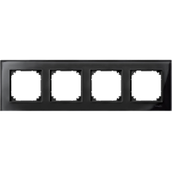MTN404403 - Real glass frame 4-gang Onyx black M-Elegance, Schneider Electric