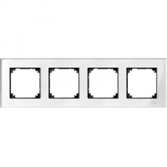MTN404419 - Real glass frame 4-gang Brilliant white M-Elegance, Schneider Electric