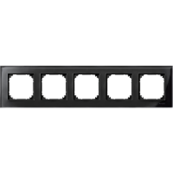 MTN404503 - Real glass frame 5-gang Onyx black M-Elegance, Schneider Electric