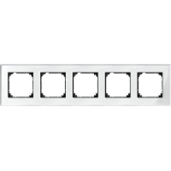 MTN404519 - Real glass frame 5-gang Brilliant white M-Elegance, Schneider Electric
