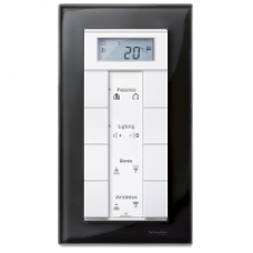 MTN404803 - Real glass frame 2-gang without central bridge piece Onyx black M-Elegance, Schneider Electric