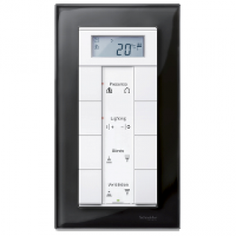 MTN404803 - Real glass frame 2-gang without central bridge piece Onyx black M-Elegance, Schneider Electric