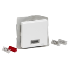 MTN432725 - Rocker w. rectangular indicator window f. symbols IP44 act. wht glossy Sys.M, Schneider Electric