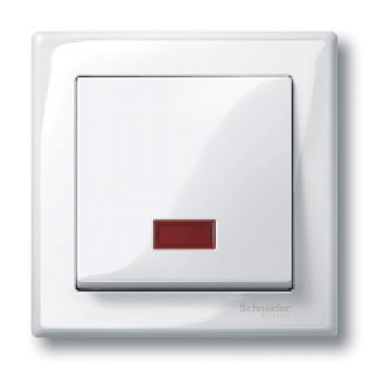 MTN432819 - Rocker w. rectangular indicator window f. symbols polar white glossy System M, Schneider Electric