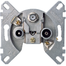 MTN466097 - Antenna single socket-outlet insert 3 outputs TV+FM+SAT, Schneider Electric