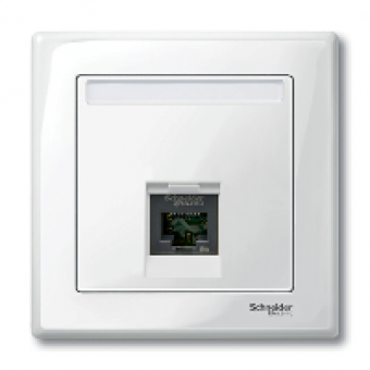 MTN469819 - Cen.pl. 1-gng f. Schneider Electric RJ45-Connctr. polar white glossy System M, Schneider Electric