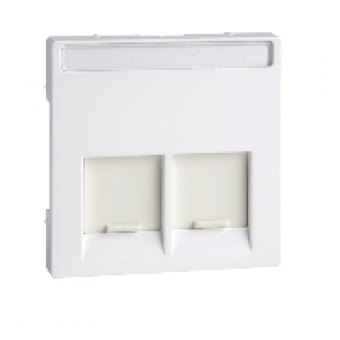 MTN469925 - Cen.pl. 2-gng f. Schneider Electric RJ45-Connctr. active white glossy Sys. M, Schneider Electric