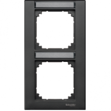MTN476214 - M-Plan frame 2-gang with labelling option vertical installation anthracite, Schneider Electric