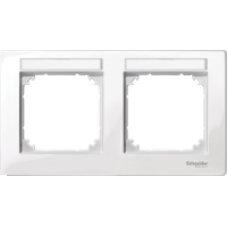 MTN514219 - M-Plan frame 2-gng w. labelling option horiz. installation pol.wht. glos., Schneider Electric