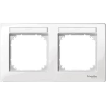 MTN514219 - M-Plan frame 2-gng w. labelling option horiz. installation pol.wht. glos., Schneider Electric