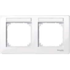 MTN514225 - M-Plan frame 2-gng w. labelling option horiz. installation act. wht glos., Schneider Electric