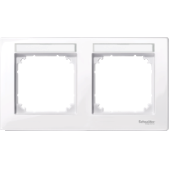 MTN514225 - M-Plan frame 2-gng w. labelling option horiz. installation act. wht glos., Schneider Electric