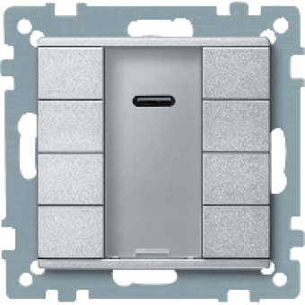 MTN627960 - Push-button 4-gang plus with IR receiver aluminium System M, Schneider Electric