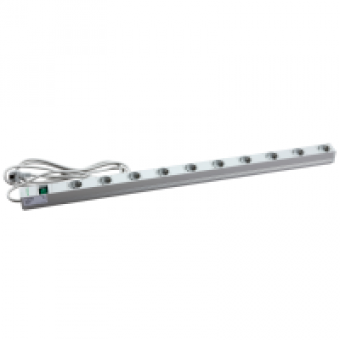 NSYAPUS10S - Actassi - vertical power distribution rail - 10 sockets+switch VDE, Schneider Electric