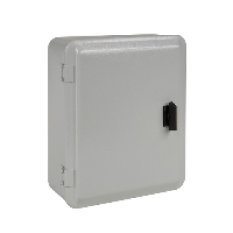 NSYDBN3025D - Metal industrial box - low plain cover - hinge - H307xW257xD116 - IP55 - grey, Schneider Electric