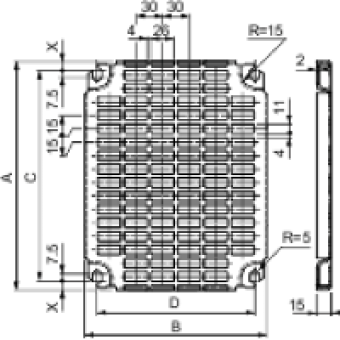 NSYMR54 - Monobloc perforated plates H500xW400mm with universal perforations 11x26mm, Schneider Electric