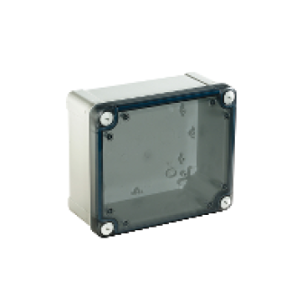 NSYTBS19128T - ABS box IP66 IK07 RAL7035 Int.H175W105D80 Ext.H191W121D87 Transp.cover H20, Schneider Electric