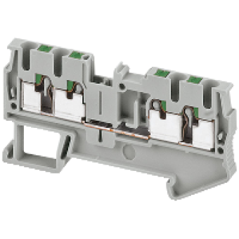 NSYTRP24 - Linergy passthrough terminal block - 2.5mm² 24A single-level 2x2 push-in - grey, Schneider Electric