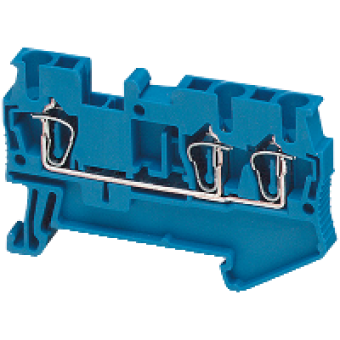 NSYTRR23BL - Linergy passthrough terminal block - 2.5mm² 24A single-level 1x2 spring - blue, Schneider Electric